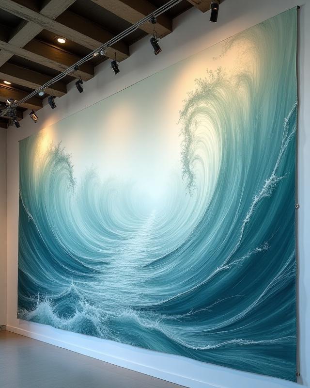 Künstlerischer Seidenwandteppich 'Donauwellen'